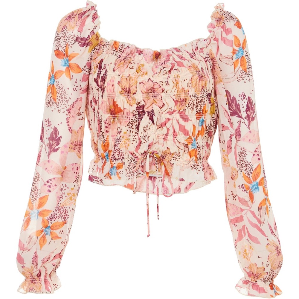 Juniors large smocked summer crop top